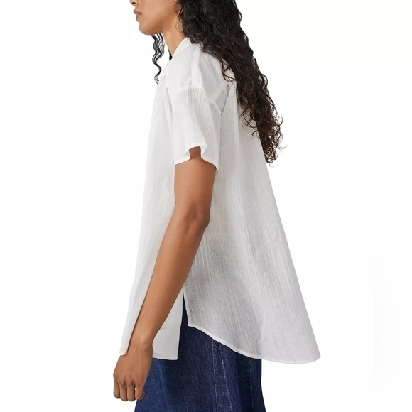 Free People We The Free- Float Away Cotton Pleated Shirt - Picture 5 of 8